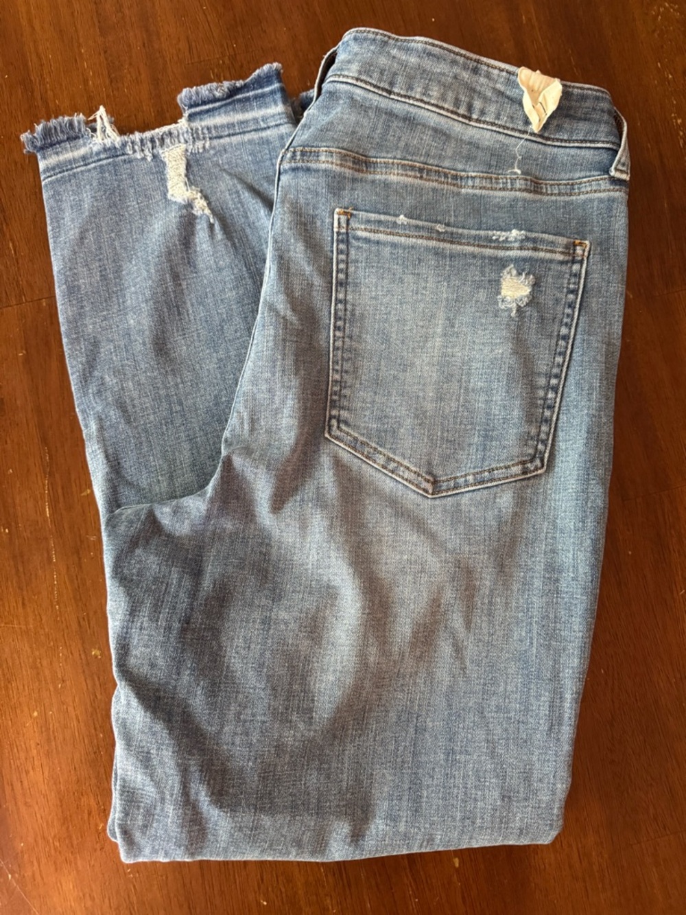 Cosmic Blue Love Women's Light Blue Straight-Leg Distressed Jeans Size 31